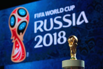 SAINT PETERSBURG, RUSSIA - JULY 24:  The FIFA World Cup trophy is displayed ahead of the preliminary draw of the 2018 FIFA World Cup in Russia at Konstantin Palace on July 24, 2015 in Saint Petersburg, Russia.  (Photo by Alex Livesey - FIFA/FIFA via Getty Images)